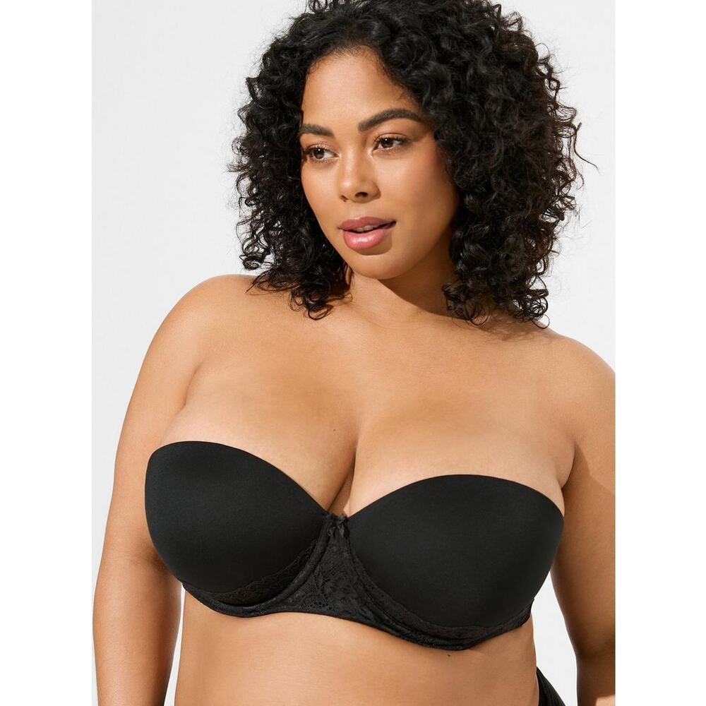 Torrid Black Bombshell Everyday Underwire Strapless Push-Up Bra Size 42DD